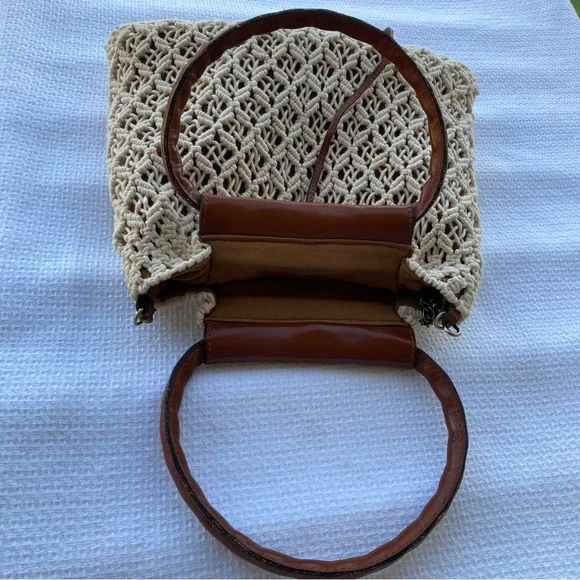 Patricia Nash Cream and Brown Crochet Tote - Picture 12 of 17